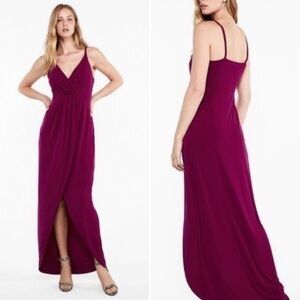 NWOT Express Faux Wrap Maxi Dress Pleated Slit New